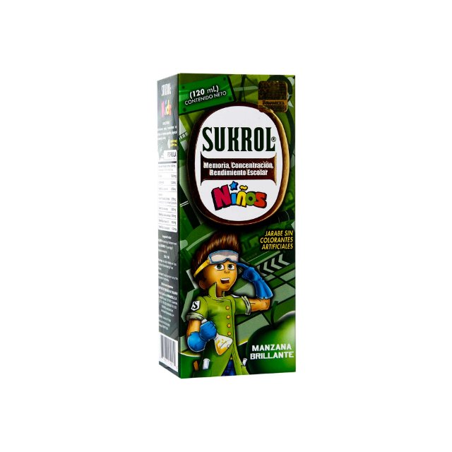 1001592 SUKROL NIÑOS JARABE X 120ML SABOR MANZANA - Imagen 1