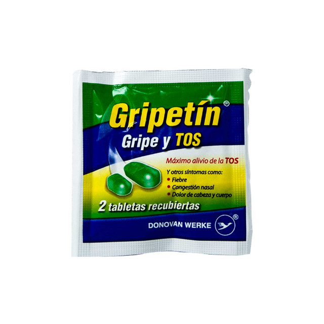 1009926 GRIPETIN GRIPE Y TOS SOBRE X 2 TABLETAS - Imagen 1