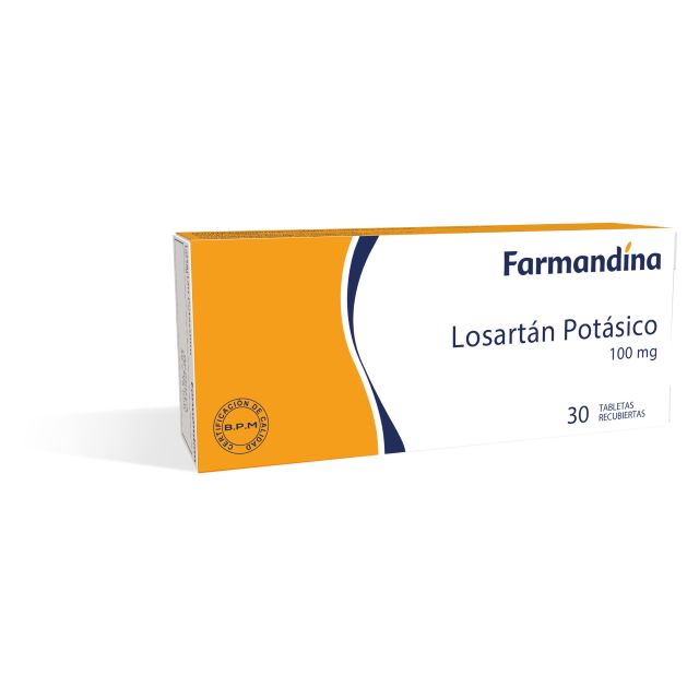 1014088 LOSARTAN POTAS 100MG X 30 TAB FARMANDINA - Imagen 1