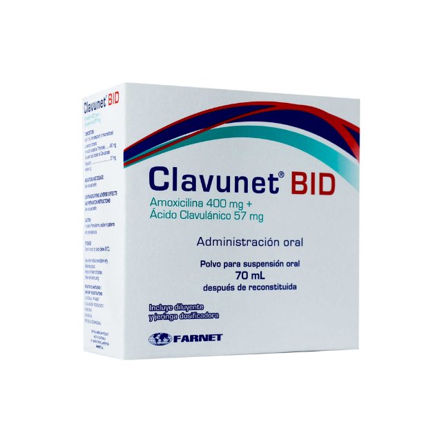 1016613 CLAVUNET BID 400MG+57MG/5ML POLVO PARA SUSPENSION X 70 ML - Imagen 1