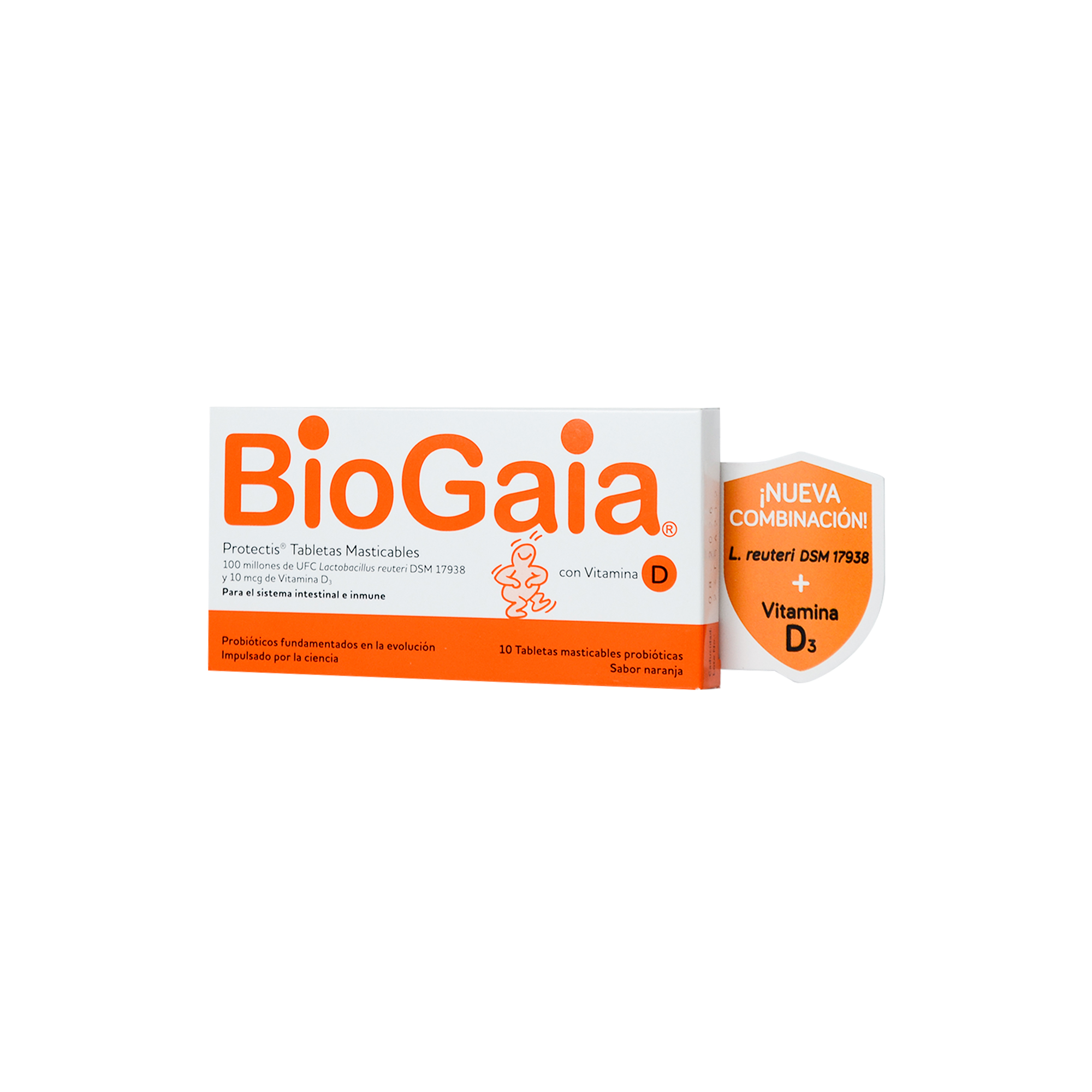 1017365 BIOGAIA CON VITAMINA D X 10 TABLETAS MASTICABLES SABOR NARANJA - Imagen 1