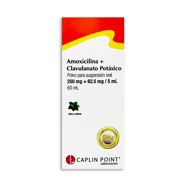 AMOXICILINA+CLAVULANATO POTASICO 250+62.5 MG/5 ML X 60 ML CAPLIN Imagen de AMOXICILINA+CLAVULANATO POTASICO 250+62.5 MG/5 ML X 60 ML CAPLIN