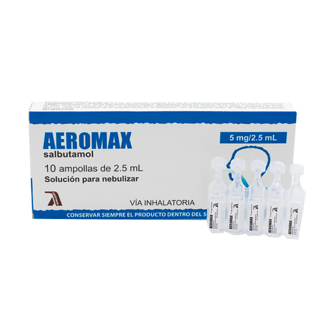 Imagen de AEROMAX 5MG/2.5ML * 10 AMPOLLAS PARA NEBULIZAR