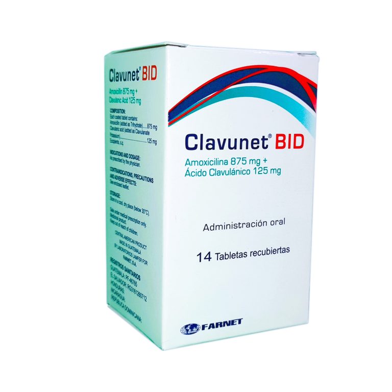 Imagen de CLAVUNET BID 875 MG+125 MG X 14 TABLETAS RECUBIERTAS