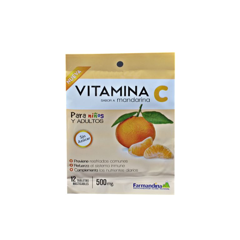 Imagen de VITAMINA C 500MG SOBRE X 12 TABLETAS MANDARINA FARMANDINA