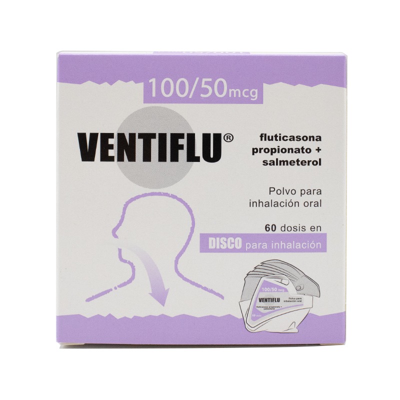 1018329 VENTIFLU 100/50 MCG POLVO PARA INHALACION ORAL X 60 DOSIS - Imagen 1
