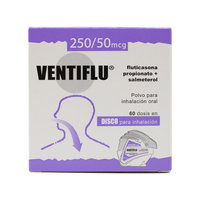 1018330 VENTIFLU 250/50 MCG POLVO PARA INHALACION ORAL X 60 DOSIS - Imagen 1